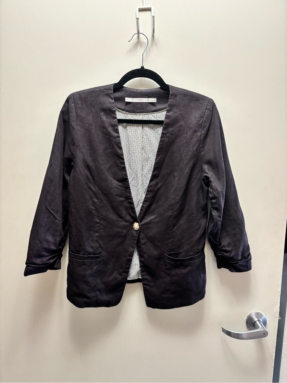 Women's Linen dark brown Single-Button Blazer Jacket